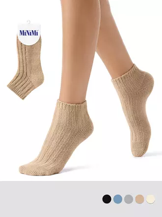 Женские зимние укороченные носки в рубчик minimi inverno 3304 beige, , 39-41 (25-27), OMSA, - 1