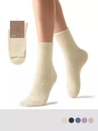 Женские «пушистые» зимние носки omsa comfort 350 beige, , 39-41 (25-27), OMSA, - 1