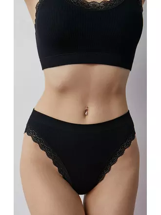 Женские трусы слипы в рубчик minimi 2241s french chic slip alto nero, , 46/48 (M/L), MINIMI, - 1
