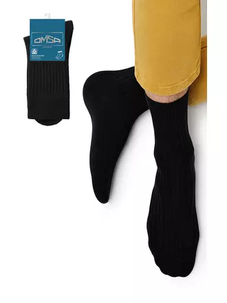 Классические мужские носки в рубчик omsa comfort 308 nero, , 39-41 (25-27), OMSA, - 1