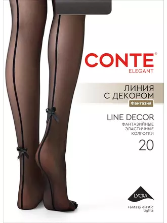 Колготки с имитацией шва и бантиком conte line decor (линия с декором) nero, , 4, CONTE ELEGANT, - 1