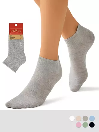 Короткие женские носки omsa eco 253 grigio melange, , 35-38 (23-25), OMSA, - 1