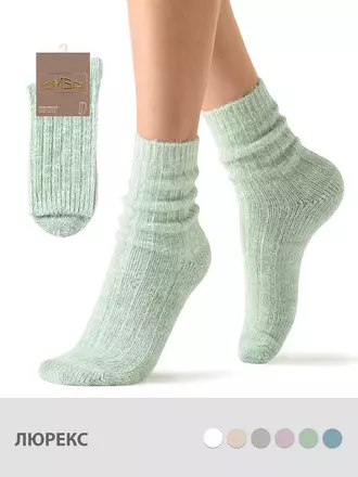 Высокие женские зимние носки с люрексом omsa comfort 353 menta, , 39-41 (25-27), OMSA, - 1