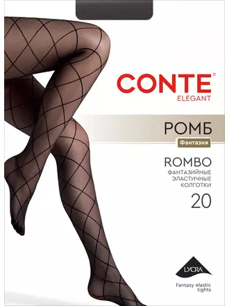 Колготки с геометрическим рисунком conte rombo (ромб) nero, , 4, CONTE ELEGANT, - 1