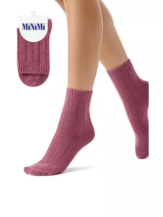Женские зимние высокие носки в рубчик minimi inverno 3305 rosa antico, , 35-38 (23-25), OMSA, - 1