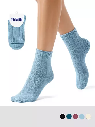 Женские зимние высокие носки в рубчик minimi inverno 3305 blu chiaro, , 39-41 (25-27), OMSA, - 1