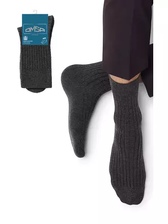 Классические мужские носки в рубчик omsa comfort 308 grigio scuro, , 45-47 (29-31), OMSA, - 1