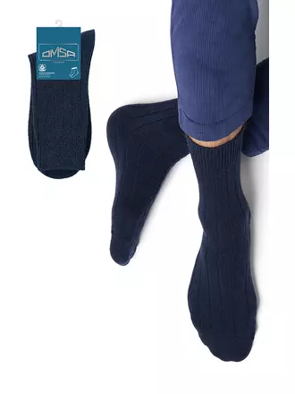 Мужские теплые носки в рубчик omsa comfort 306 blu scuro, , 45-47 (29-31), OMSA, - 1