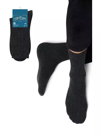 Мужские теплые носки в рубчик omsa comfort 306 grigio scuro, , 45-47 (29-31), OMSA, - 1