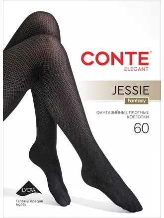 Колготки с геометрическим узором conte jessie (джесси) nero, , 4, CONTE ELEGANT, - 1