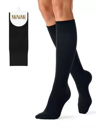 Женские однотонные гольфы из хлопка minimi classic 6202 nero, , 39-41 (25-27), MINIMI, - 1
