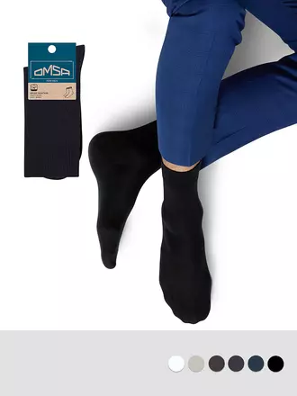 Мужские классические всесезонные носки omsa eco 401 nero, , 42-44 (27-29), OMSA, - 1