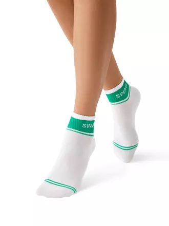 Короткие носки унисекс со сленговыми надписями omsa freestyle 619 bianco/verde, , 42-44 (27-29), OMSA, - 1