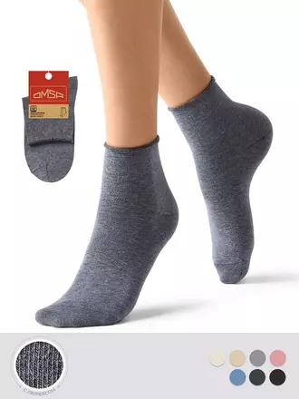 Женские высокие носки с люрексом omsa eco 256 grigio melange, , 39-41 (25-27), OMSA, - 1