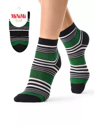 Женские носки в контрастную полоску minimi trend 4205 verde, , 35-38 (23-25), MINIMI, - 1