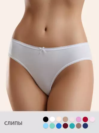 Женские трусы слипы из хлопка minimi bo221 slip bianco, , 42 (XS), MINIMI, - 1
