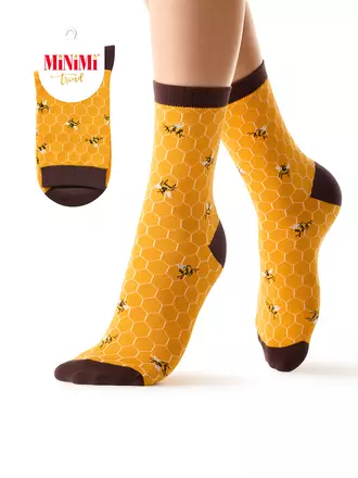 Женские высокие носки с трендовым рисунком minimi trend 4217 orange, , 39-41 (25-27), MINIMI, - 1