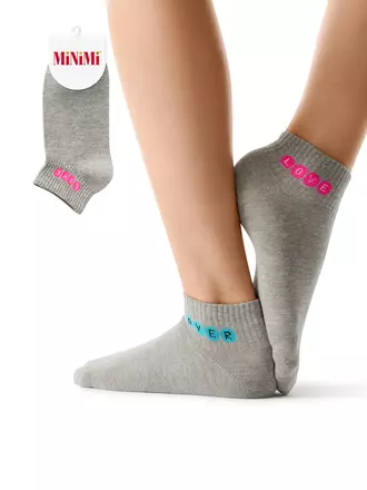 Женские укороченные носки с рисунком «love story» minimi trend 4213 grigio melange, , 39-41 (25-27), MINIMI, - 1