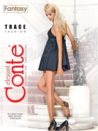 Колготки женские с имитацией шва и ажурных подследников conte trace 20 nero, , 2, CONTE ELEGANT, - 1