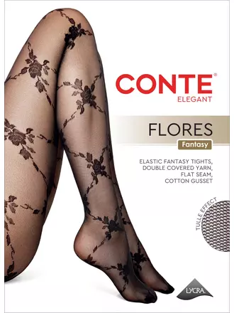Колготки женские conte flores 30 nero, , 4, CONTE ELEGANT, - 1