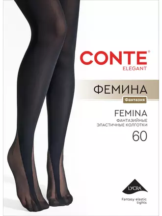 Колготки с имитацией леггинсов со штрипками conte femina (фемина) nero, , 4, CONTE ELEGANT, - 1