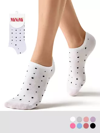 Женские укороченные носки из хлопка в горошек minimi trend 4203 bianco, , 39-41 (25-27), MINIMI, - 1