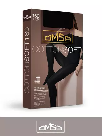 Колготки женские omsa cotton soft 160 nero, , 3, OMSA, - 1
