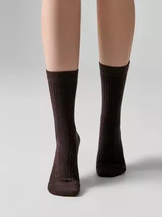 Удлинённые носки с узором conte classic 1123 chocolate, , 36-38 (23-25), CONTE, - 1
