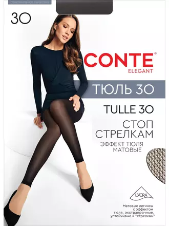 Матовые леггинсы с эффектом тюля conte тюль черный, , 3, CONTE ELEGANT, - 1