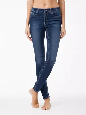 Моделирующие джинсы skinny со средней посадкой 4640/4915d синий, , 170-90/XS, CONTE ELEGANT, - 1