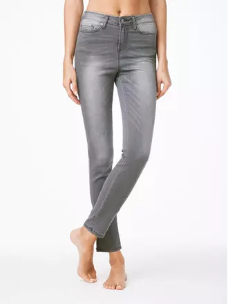 Ультракомфортные женские джинсы skinny c высокой посадкой con-49 серый, , 170-90/XS, CONTE ELEGANT, - 1