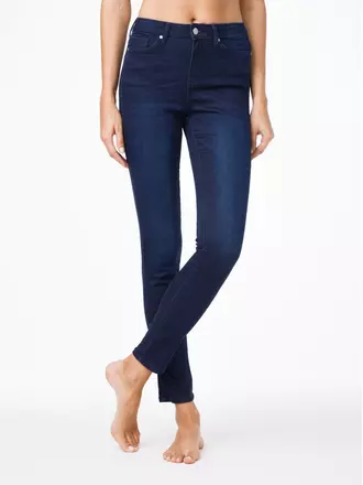 Ультракомфортные женские джинсы skinny с высокой посадкой con-82 темно-синий, , 164-90/XS, CONTE ELEGANT, - 1