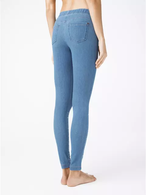 Ультрамодные джеггинсы с россыпью из стразов alany new blue-denim, 18С-597ТСП, 170-90/XS, CONTE ELEGANT,  - 4