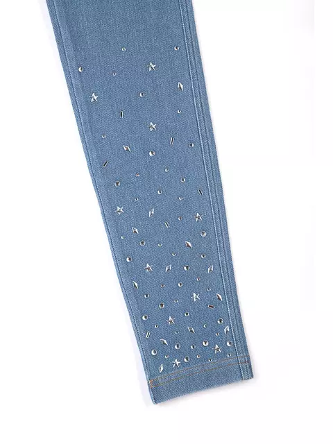 Ультрамодные джеггинсы с россыпью из стразов alany new blue-denim, 18С-597ТСП, 170-90/XS, CONTE ELEGANT,  - 9