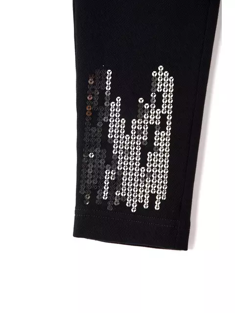 Ультрамодные джеггинсы с вышивкой из пайеток twinkle nero, 18С-560ТСП, 170-94/S, CONTE ELEGANT,  - 8