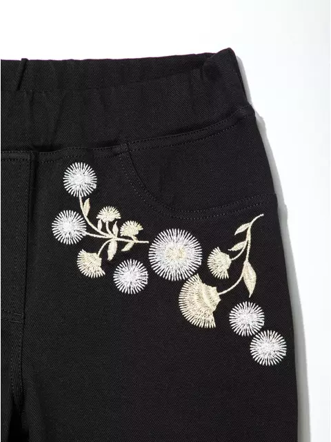 Ультраэластичные джеггинсы с металлической вышивкой flores nero, 18С-556ТСП, 164-90/XS, CONTE ELEGANT,  - 7