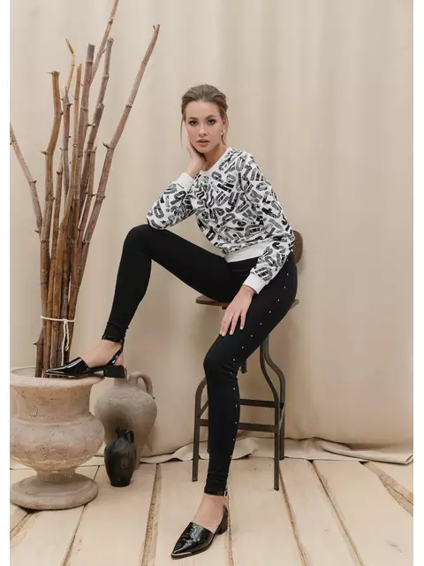 Джеггинсы женские с металлическим декором cher black, 18С-692ТСП, 164-90/XS, CONTE ELEGANT,  - 7