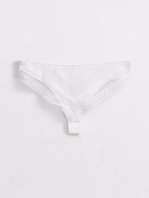 Бесшовные женские трусы «бразилиана» из хлопка и кружева romantic story lbr 1266 off-white, 20С-1210ТСП, 90/XS, CONTE ELEGANT,  - 4