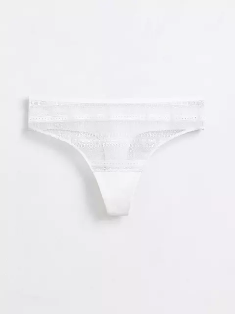 Бесшовные женские трусы «стринг» из хлопка и кружева romantic story lst 1267 off-white, 20С-1211ТСП, 90/XS, CONTE ELEGANT,  - 2