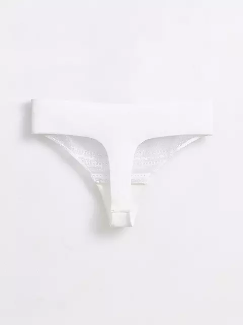 Бесшовные женские трусы «стринг» из хлопка и кружева romantic story lst 1267 off-white, 20С-1211ТСП, 90/XS, CONTE ELEGANT,  - 3