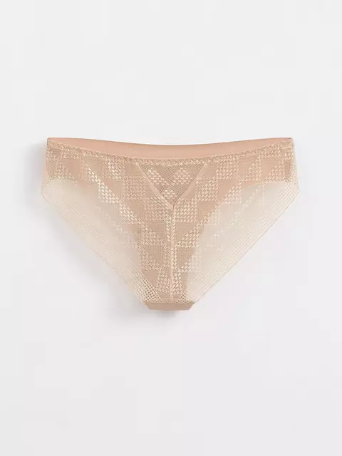 Бесшовные женские трусы «бикини» из хлопка с итальянским кружевом demure lb 1279 skin, 20С-1254ТСП, 90/XS, CONTE ELEGANT,  - 4