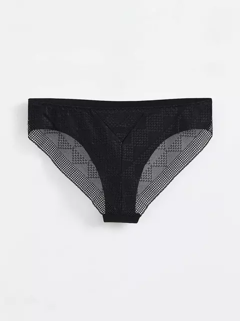 Бесшовные женские трусы «бикини» из хлопка с итальянским кружевом demure lb 1279 black, 20С-1254ТСП, 90/XS, CONTE ELEGANT,  - 2