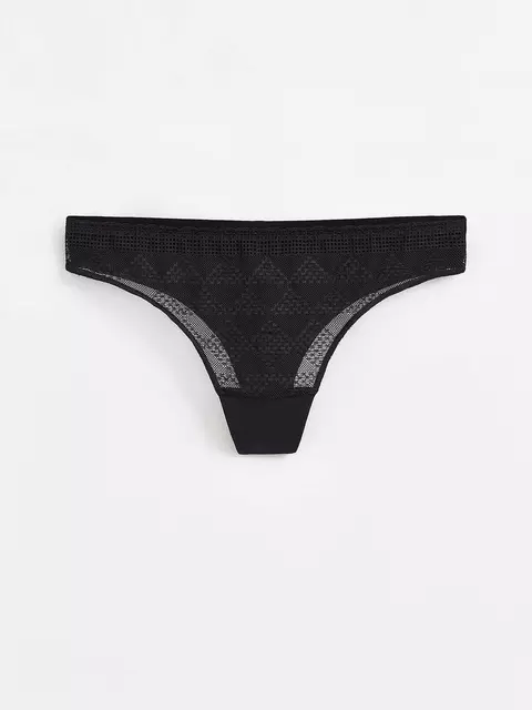 Бесшовные женские трусы «бразилиана» из хлопка с итальянским кружевом demure lbr 1280 black, 20С-1255ТСП, 90/XS, CONTE ELEGANT,  - 3