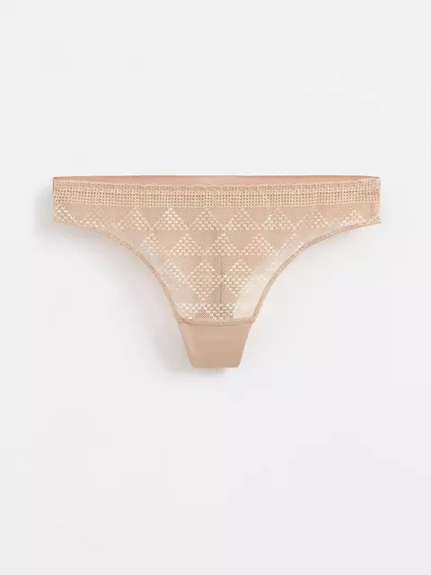 Бесшовные женские трусы «бразилиана» из хлопка с итальянским кружевом demure lbr 1280 skin, 20С-1255ТСП, 90/XS, CONTE ELEGANT,  - 3