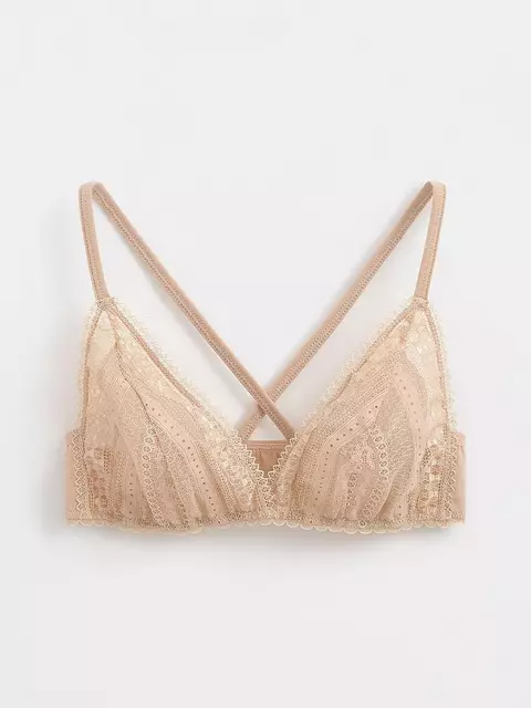 Бюстье с треугольными чашками из кружева и сетки romantic story lbe 1263 skin, , 170-100/XL, CONTE ELEGANT, - 4