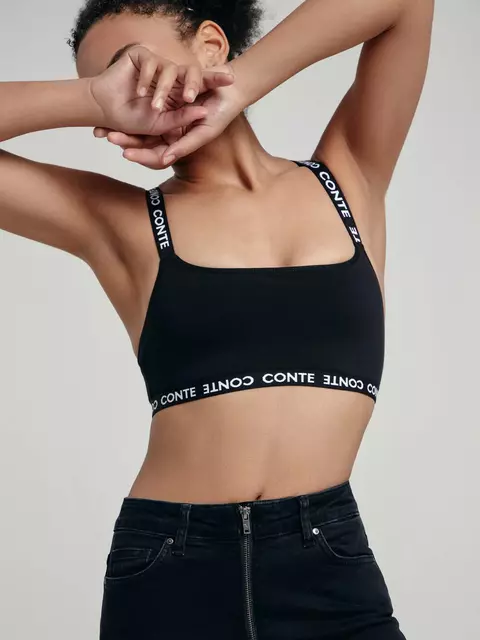 Бюстье из хлопка с v-образными бретелями fit day lbe 1504 black, , 170-84/XS, CONTE ELEGANT, - 5