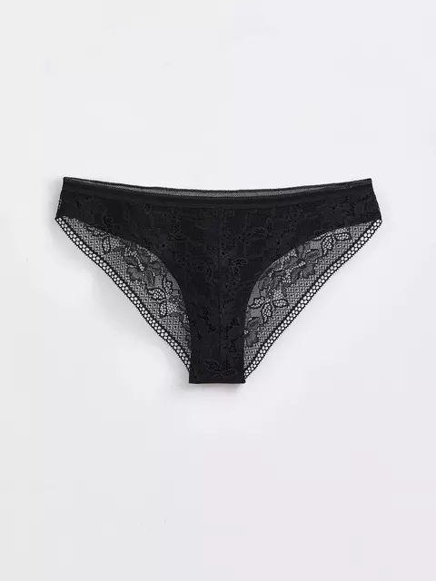 Трусы женские «бикини» из хлопка с кружевом light day lb 1271 black, , 106/XL, CONTE ELEGANT, - 2