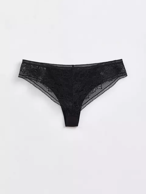 Трусы женские «бразилиана» из хлопка с кружевом light day lbr 1275 black, 20С-1219ТСП, 90/XS, CONTE ELEGANT,  - 2