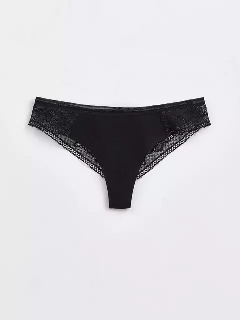 Трусы женские «бразилиана» из хлопка с кружевом light day lbr 1275 black, 20С-1219ТСП, 90/XS, CONTE ELEGANT,  - 3