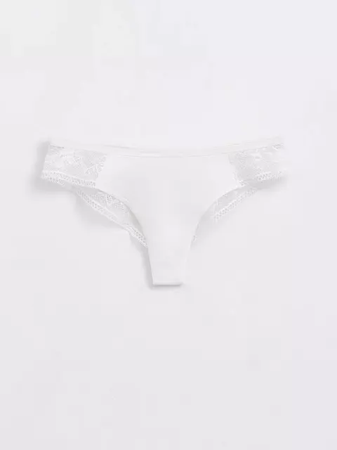 Трусы женские «бразилиана» из хлопка с кружевом light day lbr 1275 off-white, 20С-1219ТСП, 90/XS, CONTE ELEGANT,  - 4